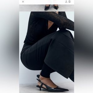 ZARA Black Slingback Kitten Heels